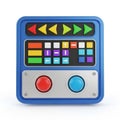 Vintage-style control panel with colorful directional buttons and knobs Royalty Free Stock Photo