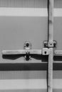 Detailed view of the locking system on a standard shipping container. Royalty Free Stock Photo