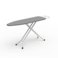 Modern steam ironing board with a sleek gray ironing surface and sturdy metal frame Royalty Free Stock Photo