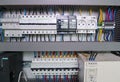 Image shows control cubicle. Schneider electric device and Schneider circuit breakers inside power case.