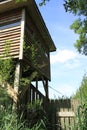 Covert Du bird hide at the RSPB reserve of Ynys HIr Royalty Free Stock Photo