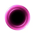 A close-up view of a cylindrical object with a shiny pink exterior and dark interior Royalty Free Stock Photo