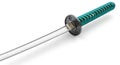 Decorative sword with turquoise wrapped handle and metallic blade on white background Royalty Free Stock Photo