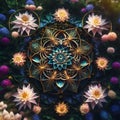 The Flower of Life, intricately displayed with flowers.
