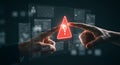 cybersecurity alert on digital interface touch Royalty Free Stock Photo
