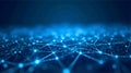 Glowing Blue Nodes and Lines Forming Digital Mesh Network on Dark Background Royalty Free Stock Photo