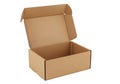 Open cardboard box ready for packaging and shipping items securely Royalty Free Stock Photo