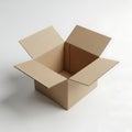 Empty cardboard box with open flaps displayed against plain background Royalty Free Stock Photo