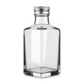 Clear glass bottle with metal cap for liquid storage or cosmetic products Royalty Free Stock Photo