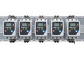 Industrial programmable logic controllers mounted on a metallic rail system Royalty Free Stock Photo