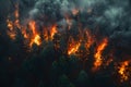 Forest Engulfed in Intense Wildfire, Generative AI