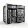 High-capacity server rack with multiple network and storage devices installed Royalty Free Stock Photo
