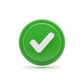 A green circular button with a white checkmark symbol for approval or confirmation Royalty Free Stock Photo