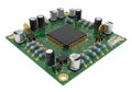 Electronic circuit board with microcontroller and capacitors for embedded systems applications Royalty Free Stock Photo