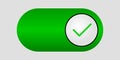 A green toggle button with a white circle and a green checkmark is shown in the image Royalty Free Stock Photo