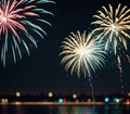 A group of fireworks exploding in the sky at night. Royalty Free Stock Photo