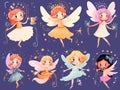 A Group Of Cartoon Fairies Royalty Free Stock Photo