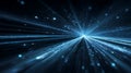 High Speed Data Stream Tunnel with Light Particles and Strong Perspective for Futuristic Technology Design Royalty Free Stock Photo