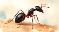 Detailed Black Ant on Sand with Red Legs, Close-Up Insect Illustration for Educational Use Royalty Free Stock Photo