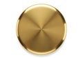 Polished golden metallic circular button with reflective surface and concentric lines Royalty Free Stock Photo