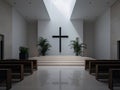 Minimalist interior with a cross and natural light streaming from above Royalty Free Stock Photo