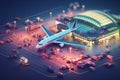 Isometric icon representation busy airport