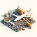 Isometric icon representation busy airport