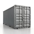 Large metal shipping container with double doors and ventilation panels on a plain background Royalty Free Stock Photo
