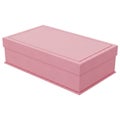 A large pink rectangular box with a lid sitting on a white background Royalty Free Stock Photo