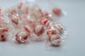 Wrapped peppermint candies on a white background Royalty Free Stock Photo
