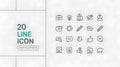 Image Shows a Minimalist Design Featuring a Collection of 20 Line Icons. Royalty Free Stock Photo