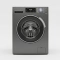 Modern front-loading washing machine with digital display and various control knobs. isolated on transparent background Royalty Free Stock Photo