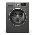 Modern front-loading washing machine with digital display and control panel. isolated on transparent background Royalty Free Stock Photo