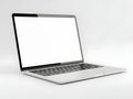 Sleek silver laptop with a minimalist design placed on a plain surface Royalty Free Stock Photo