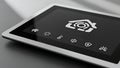 Smart Home Control Panel Tablet, Futuristic Home Automation Interface with Icons Royalty Free Stock Photo