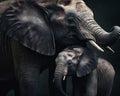 A Bond of Love: An Elephant Mother and Her Baby Calf Royalty Free Stock Photo