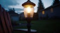 A lamp post with a light bulb in the middle. Royalty Free Stock Photo