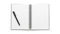 Open notebook with pen ready for writing isolated on white background Royalty Free Stock Photo