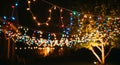 Outdoor String Lights Decoration at Night Royalty Free Stock Photo