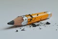 Broken Yellow Pencil on White Surface Royalty Free Stock Photo