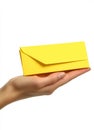 The image shows a person clutching a stack of yellow envelopes, while another person is seen holding a stack of yellow Royalty Free Stock Photo
