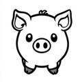 An image shows a pig smiling and looking at the camera. It is black and white. Royalty Free Stock Photo