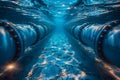 Underwater View of a Pipe in the Ocean Generative AI Royalty Free Stock Photo