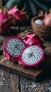Freshly cut pitaya. Royalty Free Stock Photo
