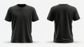 The image shows a plain black t-shirt from both the front and back on a transparent background designed for mockup Royalty Free Stock Photo