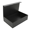 Open black cardboard box with lid raised and interior visible Royalty Free Stock Photo