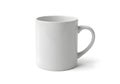 Simple white ceramic mug with a single handle placed against a plain background Royalty Free Stock Photo