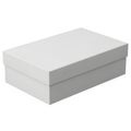 A white rectangular box with a lid sitting on a white background Royalty Free Stock Photo