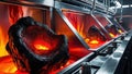 This image shows the process of lava generation in a controlled laboratory environment