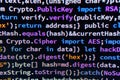 Image shows a Python code snippet running on a computer screen, displaying simple messages and basic arithmetic The text Royalty Free Stock Photo